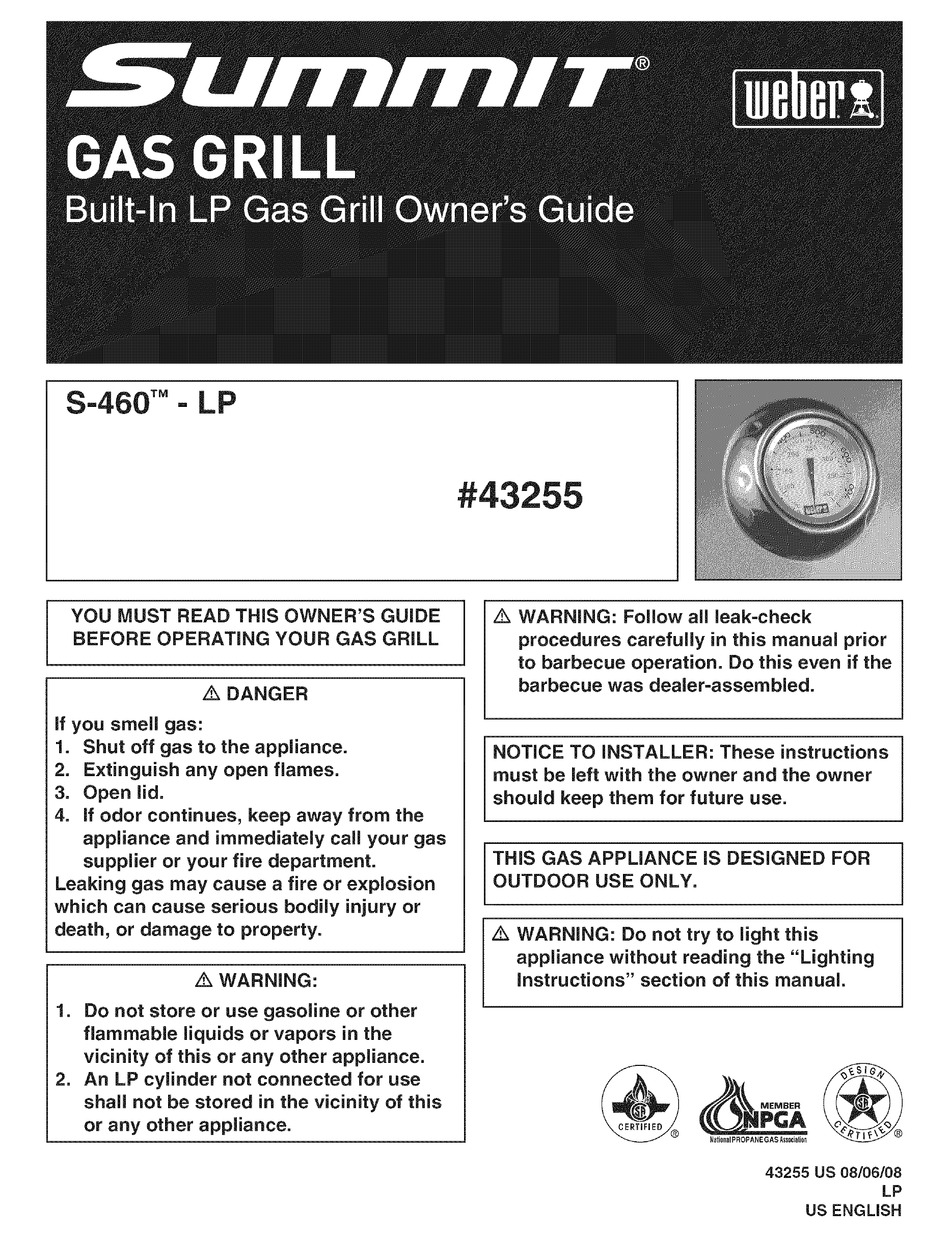 WEBER SUMMIT S460LP OWNER