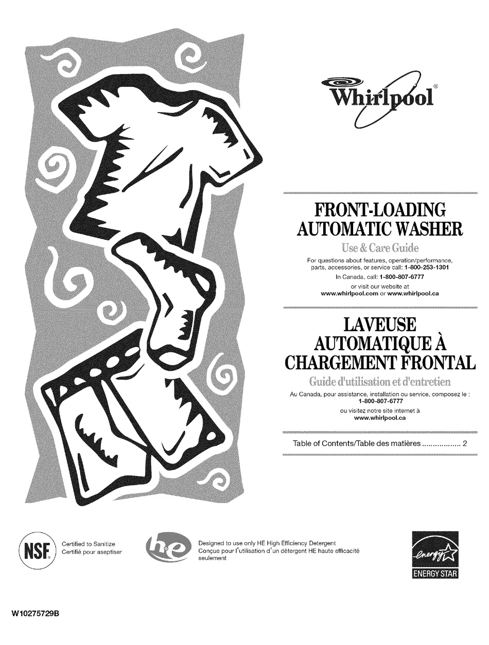 WHIRLPOOL WFW9250WL02 USE & CARE MANUAL Pdf Download | ManualsLib