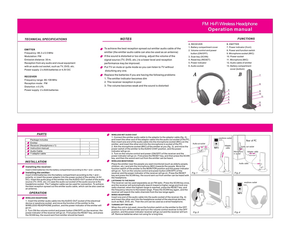 EMATIC FM HI-FI WIRELESS OPERATION MANUAL Pdf Download | ManualsLib