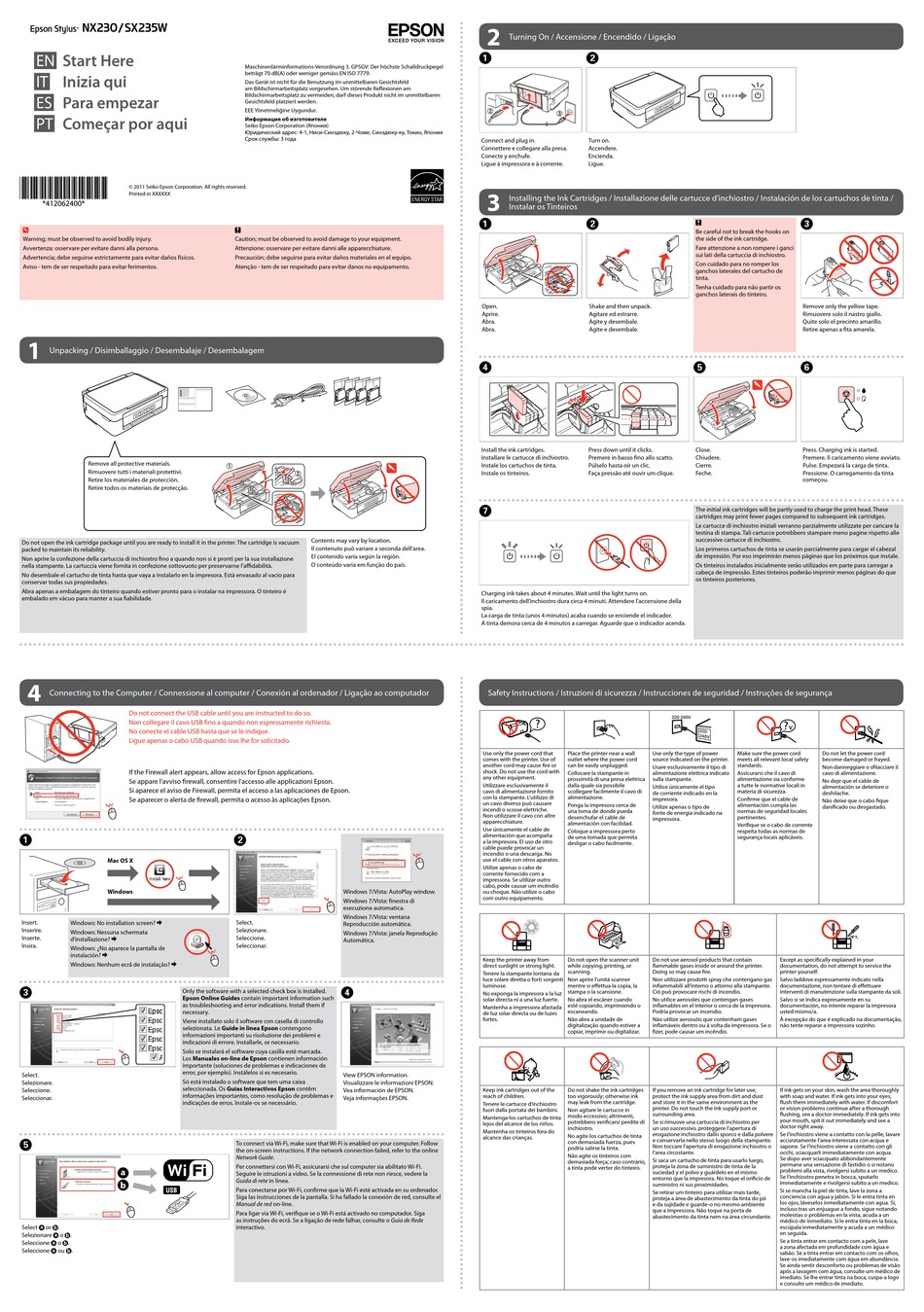 EPSON STYLUS NX230 START HERE Pdf Download | ManualsLib