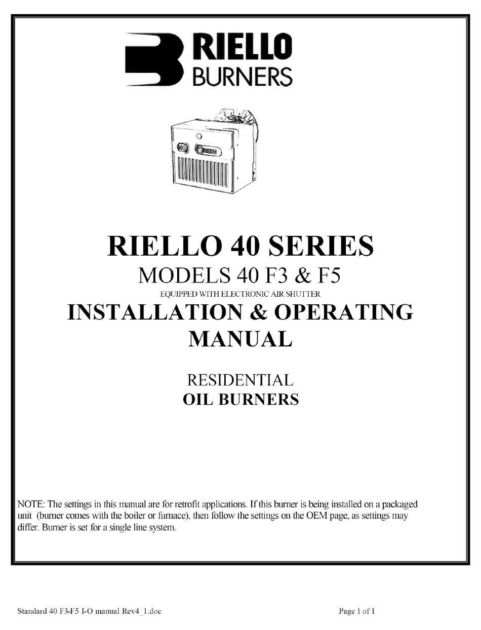 Riello 40 F5 Installation Operating