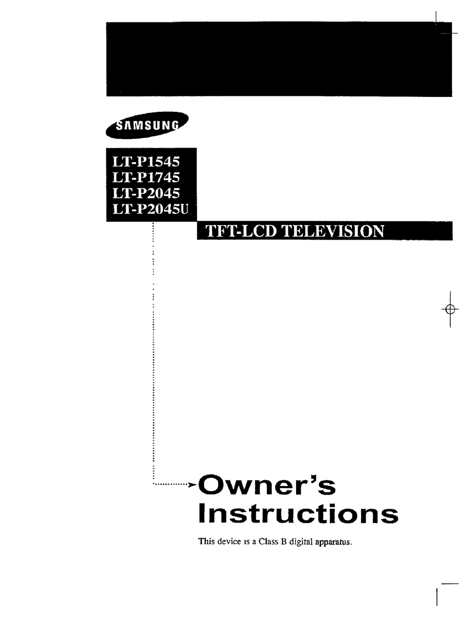 SAMSUNG LT-P2045 OWNER'S INSTRUCTIONS MANUAL Pdf Download | ManualsLib