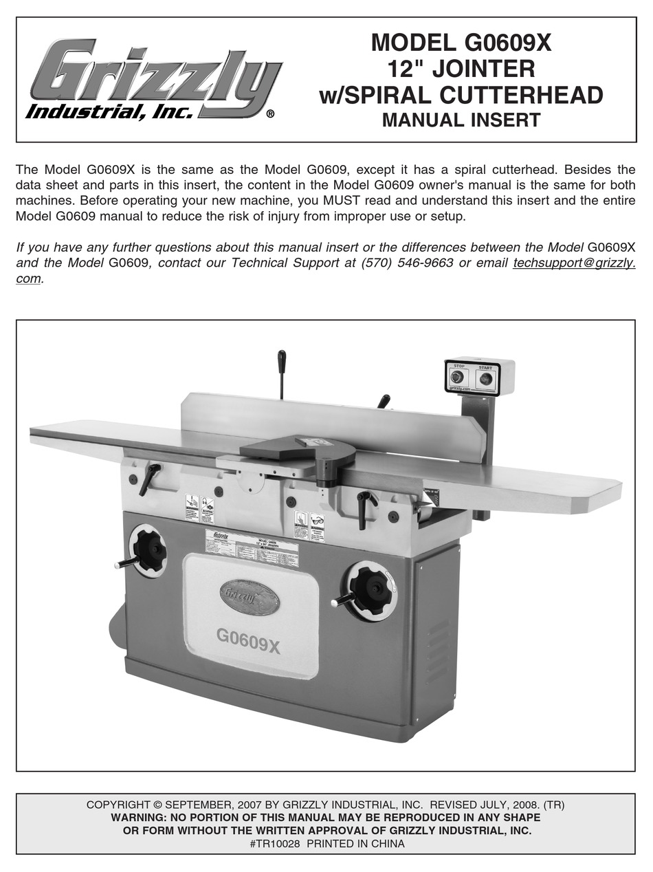 Grizzly deals g0604x jointer