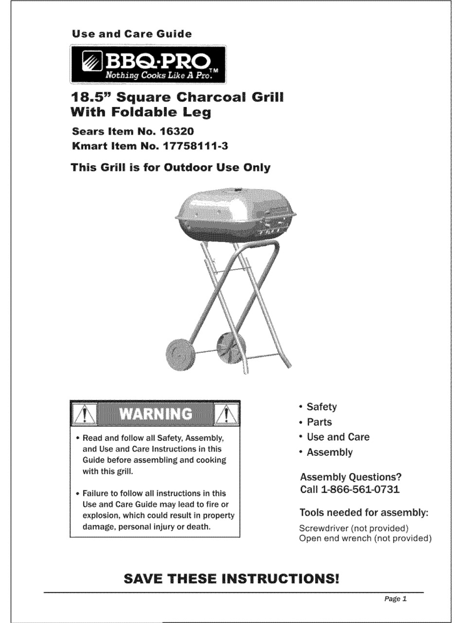 BBQ 16320 USE AND CARE MANUAL Pdf Download ManualsLib