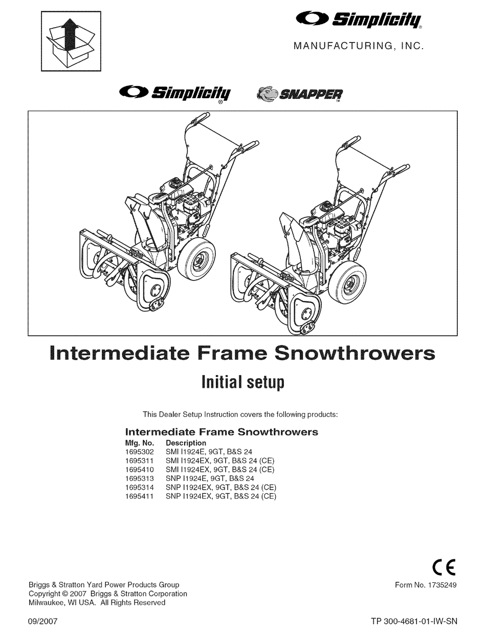 SIMPLICITY 1695311 INITIAL SETUP MANUAL Pdf Download ManualsLib
