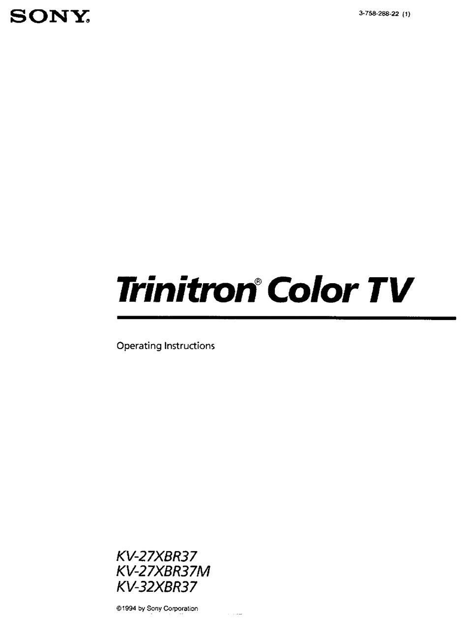 Sony Trinitron Kv 32xbr37 Operating Instructions Manual Pdf Download Manualslib
