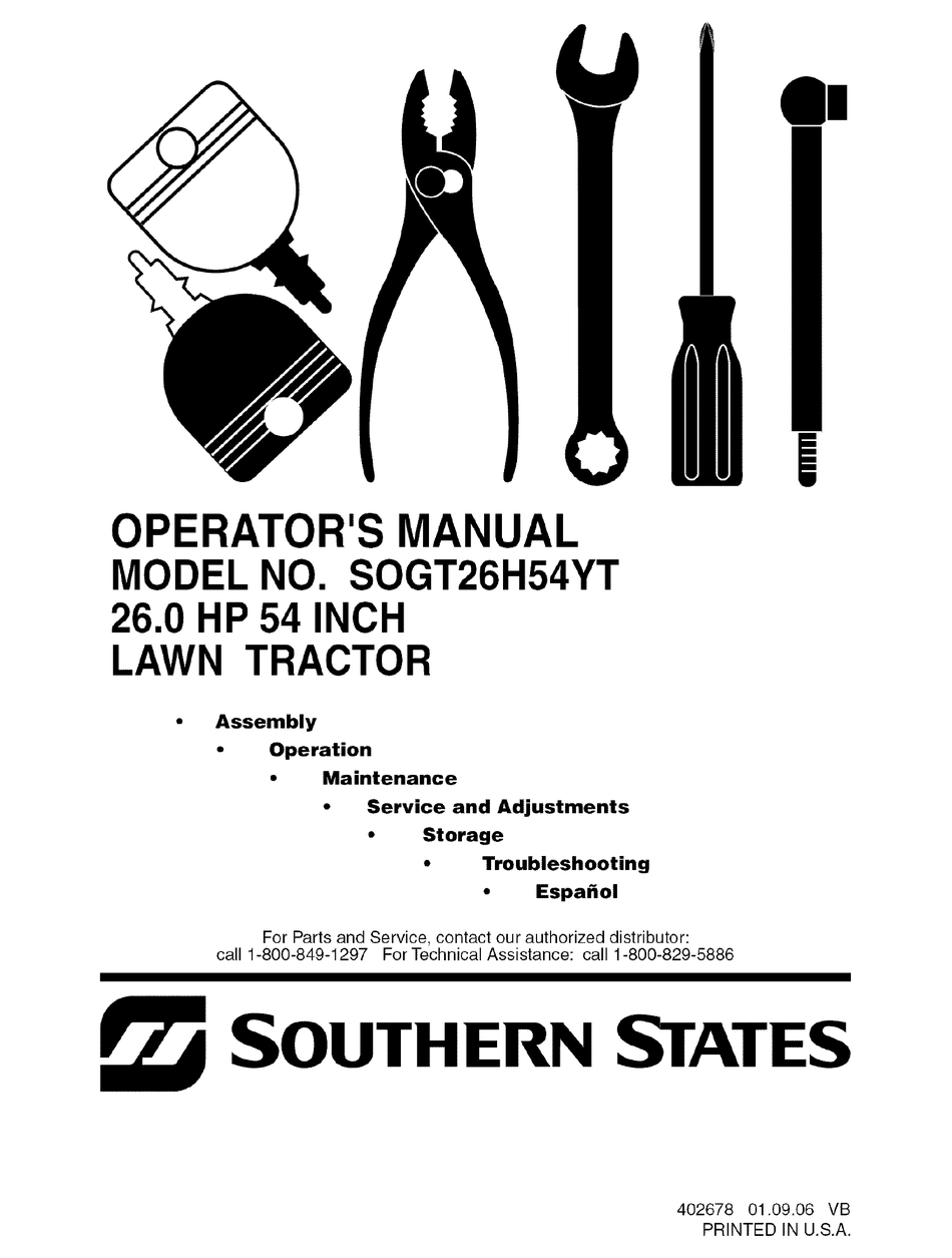 SOUTHERN STATES SOGT26H54YT OPERATOR'S MANUAL Pdf Download ManualsLib