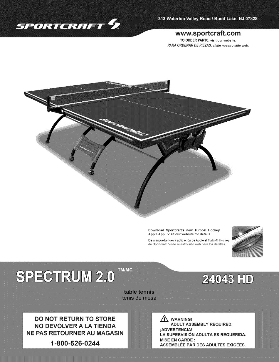 SPORTCRAFT SPECTRUM 2.0 24043HD ASSEMBLY INSTRUCTIONS AND RULES Pdf