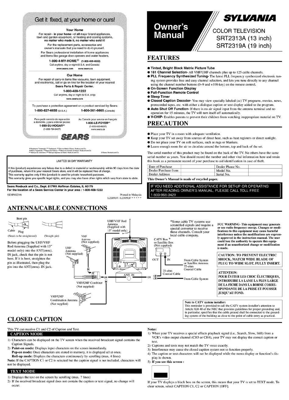 sylvania-srt2319a-owner-s-manual-pdf-download-manualslib