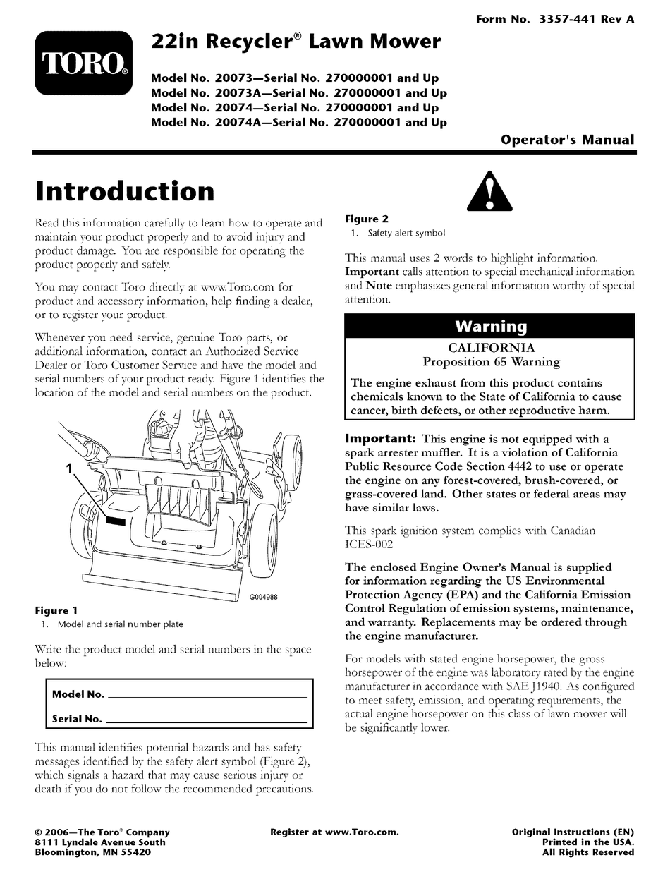 Toro model 20384 on sale service manual