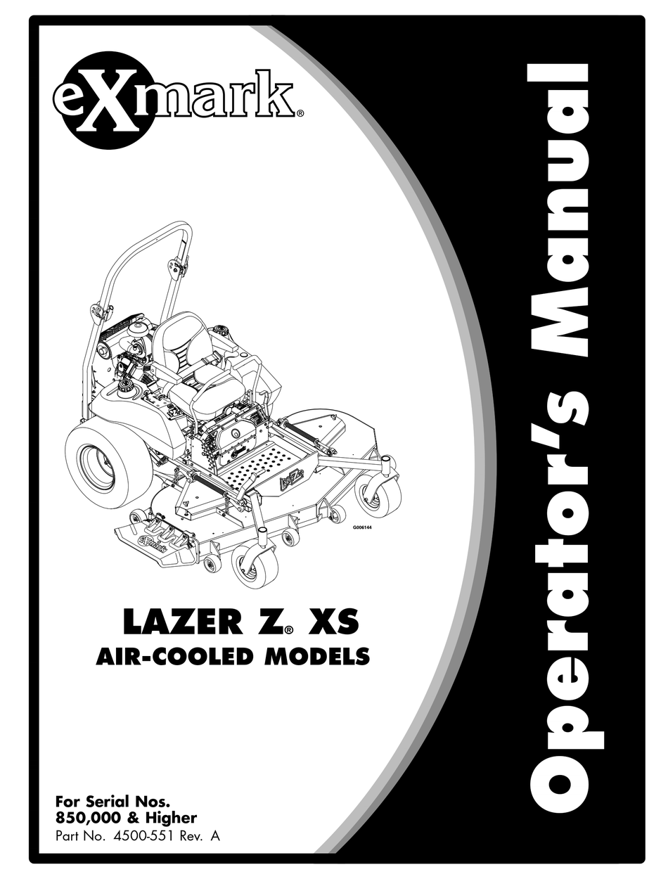 EXMARK LAZER Z XS OPERATOR'S MANUAL Pdf Download ManualsLib
