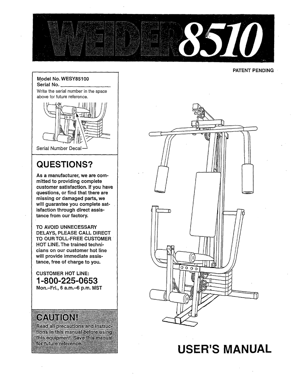 Weider 8510 8515 8525 WESY18520 Stack Gym Long Cable Assembly 176736 