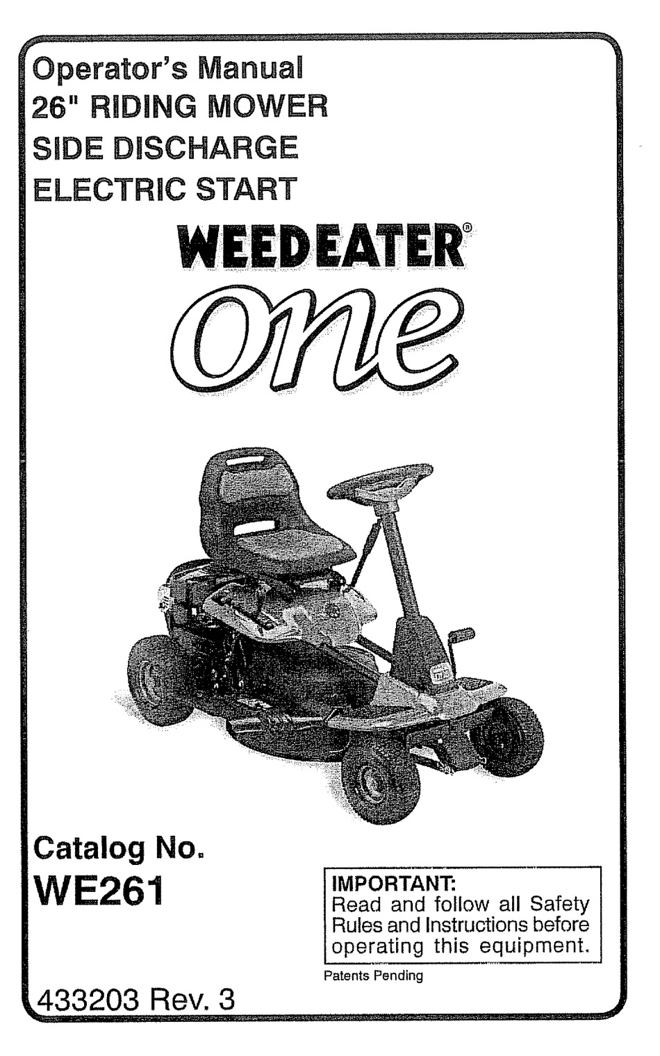 Weed Eater One We261 Operator S Manual Pdf Download Manualslib