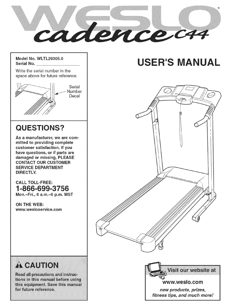 WESLO CADENCE C44 USER MANUAL Pdf Download | ManualsLib