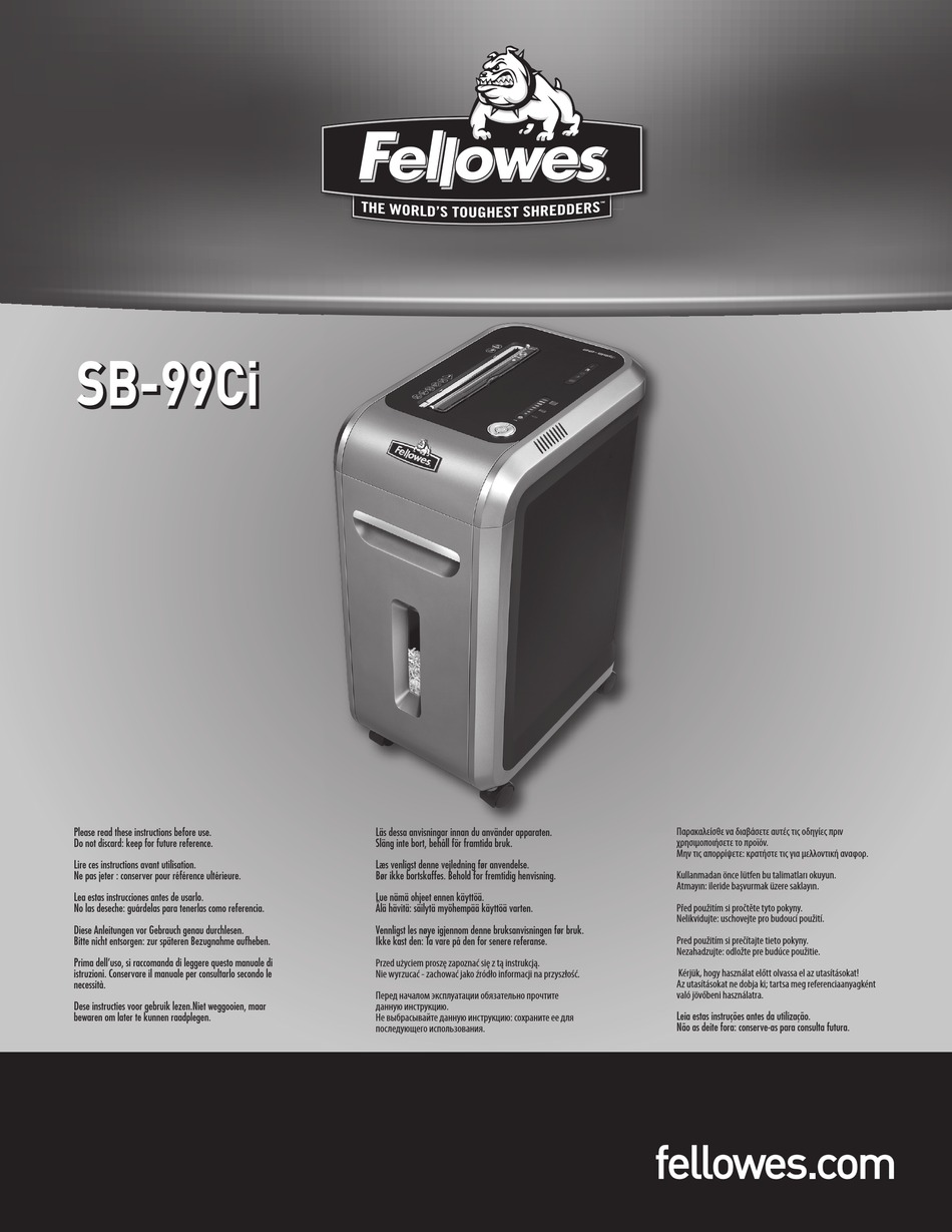 FELLOWES SB99CI INSTRUCTIONS MANUAL Pdf Download ManualsLib