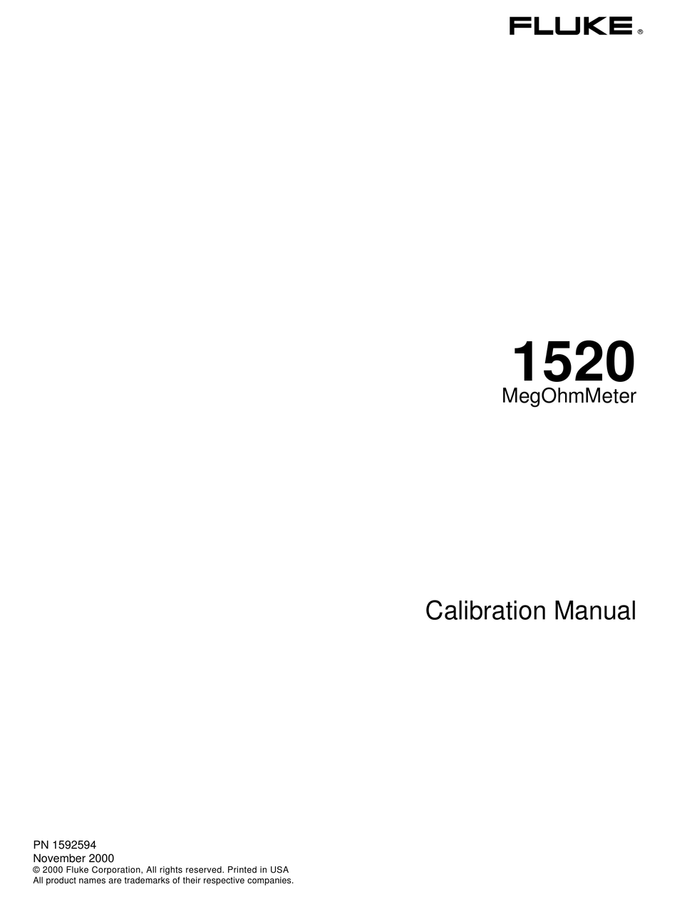 FLUKE 1520 CALIBRATION MANUAL Pdf Download | ManualsLib