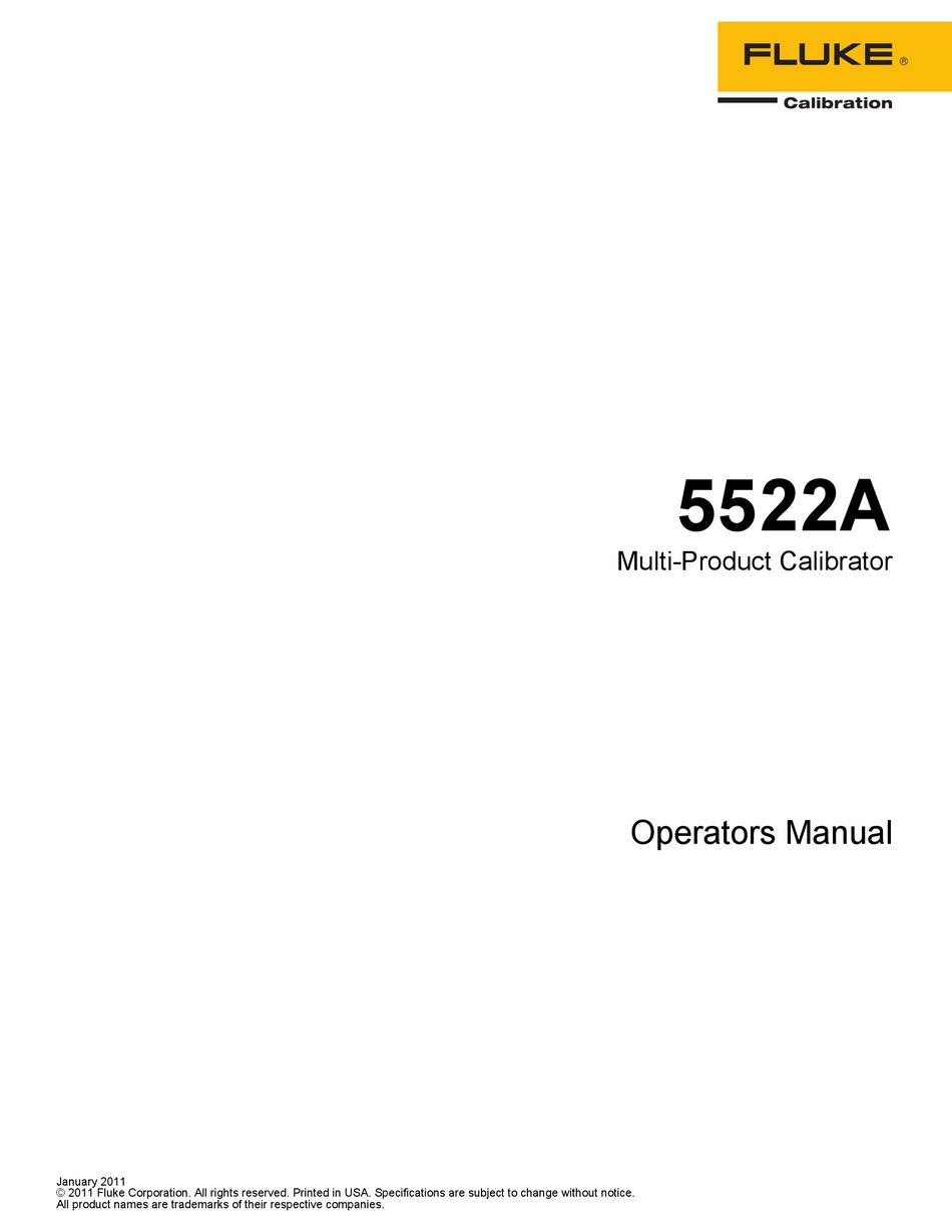 Fluke 5522a Operator S Manual Pdf Download Manualslib