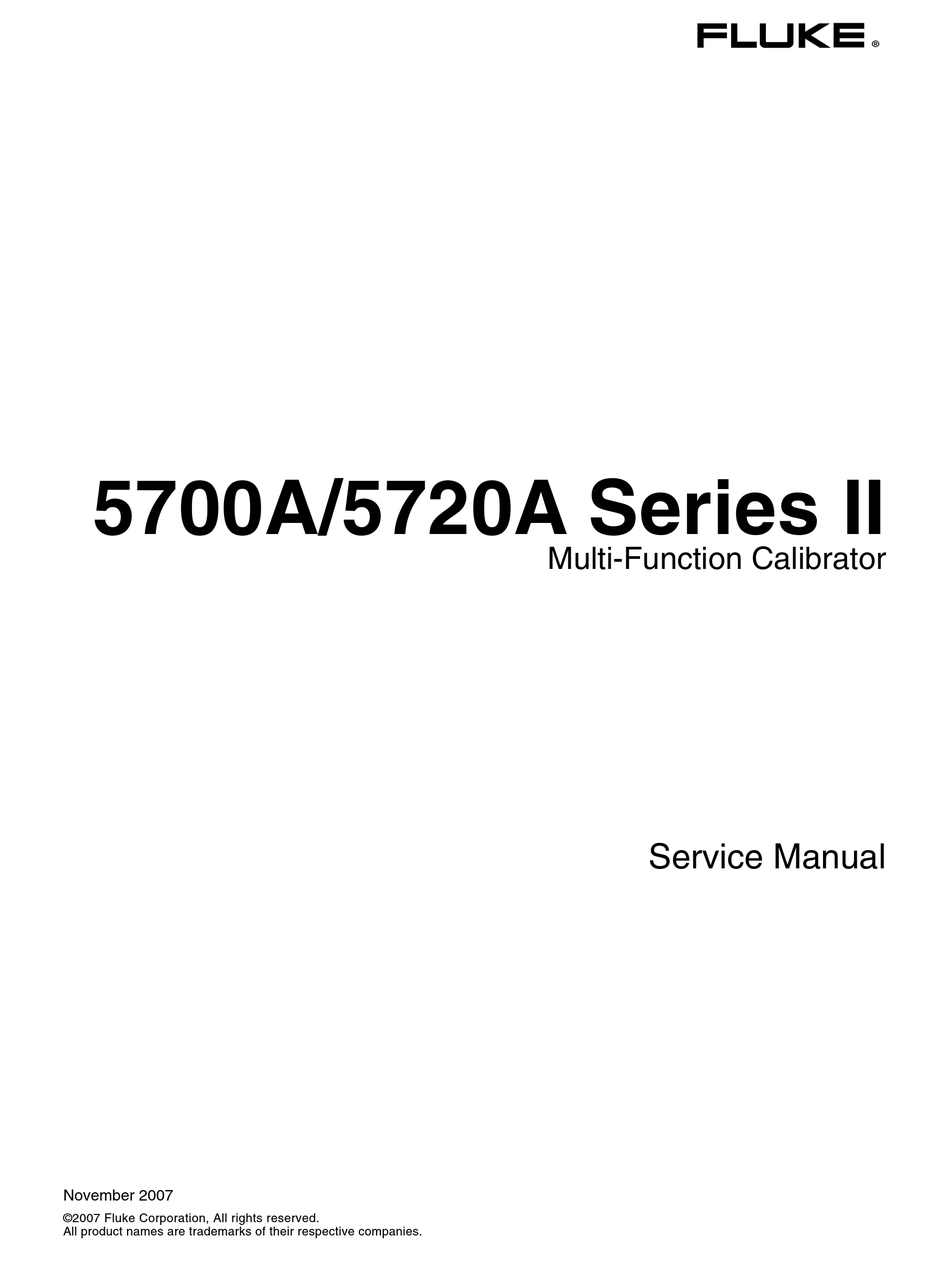 Fluke 5700a Series Ii Service Manual Pdf Download Manualslib