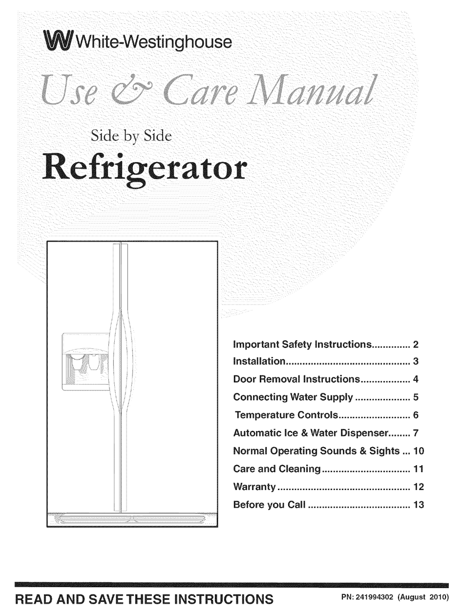 WHITE-WESTINGHOUSE WWSS2601KW5 USE & CARE MANUAL Pdf Download | ManualsLib