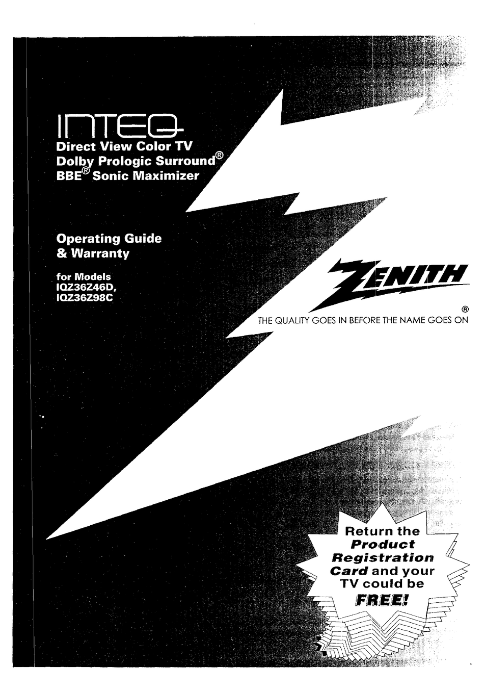 zenith-inteq-iqz36z98c-operating-manual-warranty-pdf-download