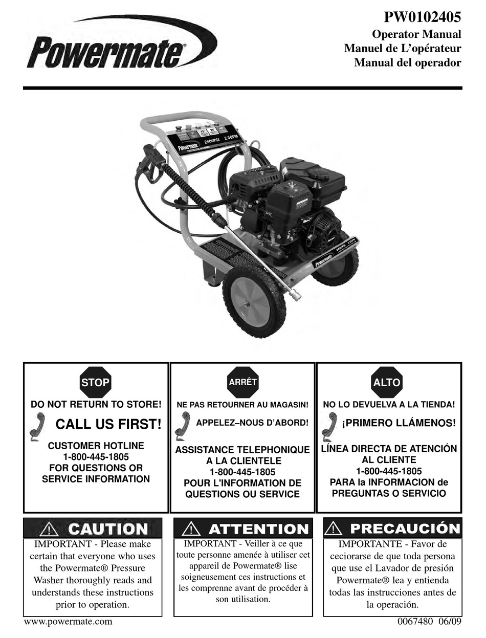 POWERMATE PW0102405 OPERATOR'S MANUAL Pdf Download ManualsLib