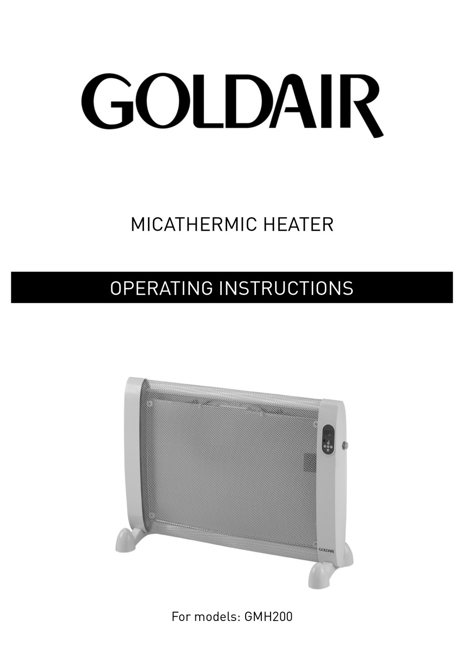 GOLDAIR GMH200 OPERATING INSTRUCTIONS MANUAL Pdf Download | ManualsLib