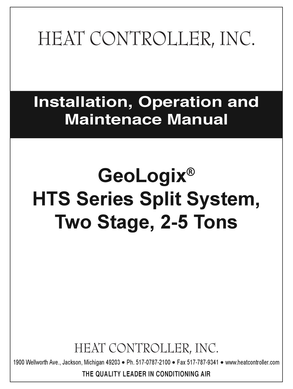HEAT CONTROLLER GEOLOGIX HTS SERIES INSTALLATION, OPERATION AND