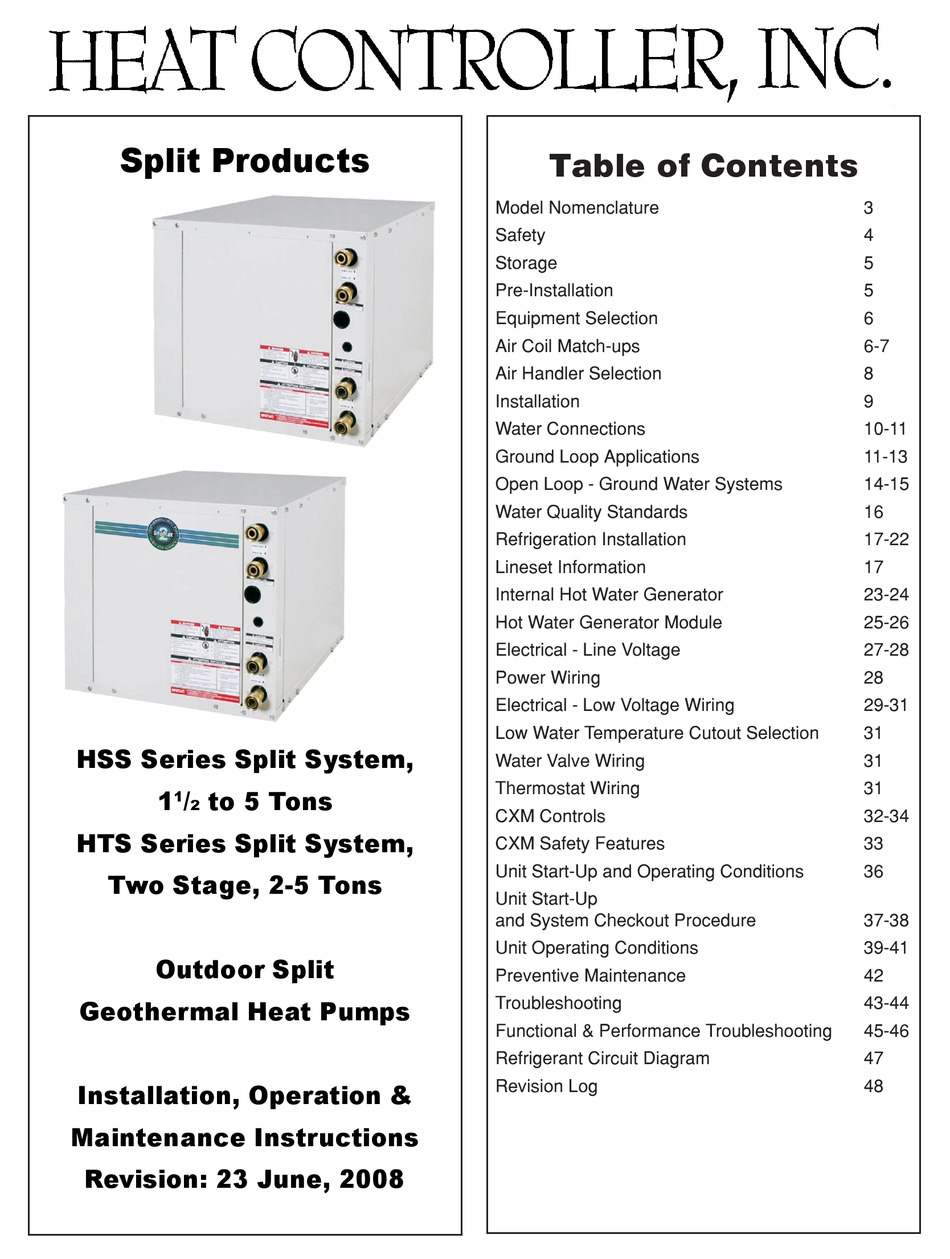 HEAT CONTROLLER HSS SERIES INSTALLATION, OPERATION & MAINTENANCE