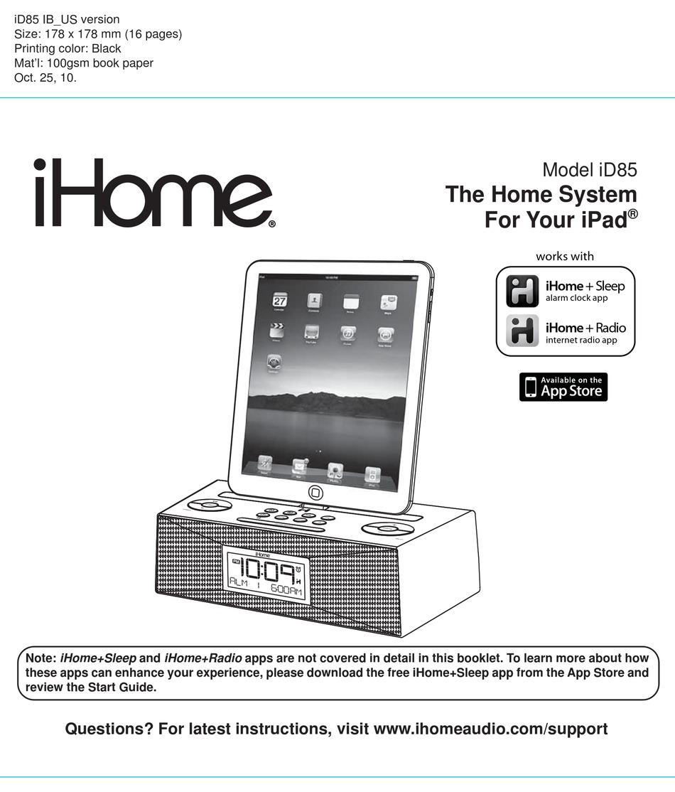 IHOME ID85 INSTRUCTION MANUAL Pdf Download | ManualsLib