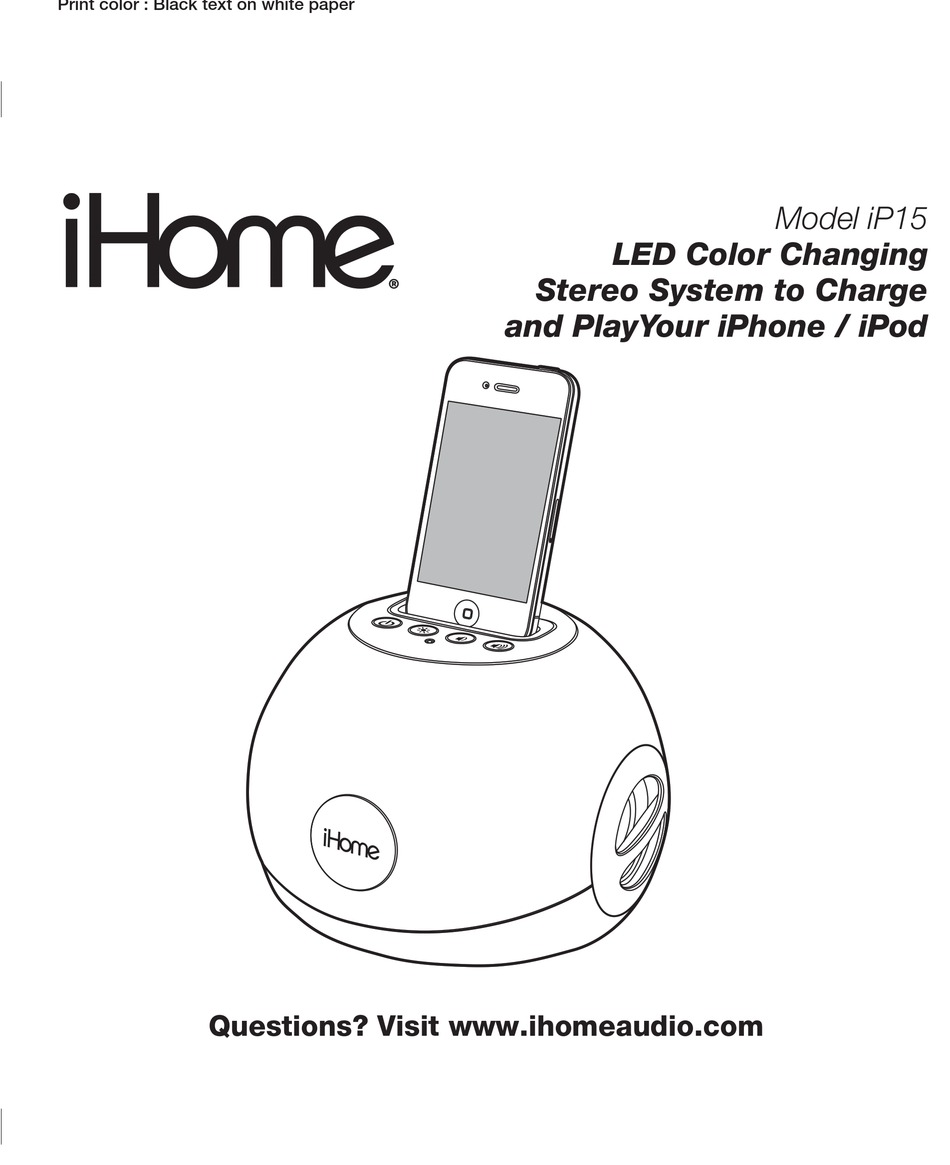 IHOME IP15 INSTRUCTION MANUAL Pdf Download ManualsLib