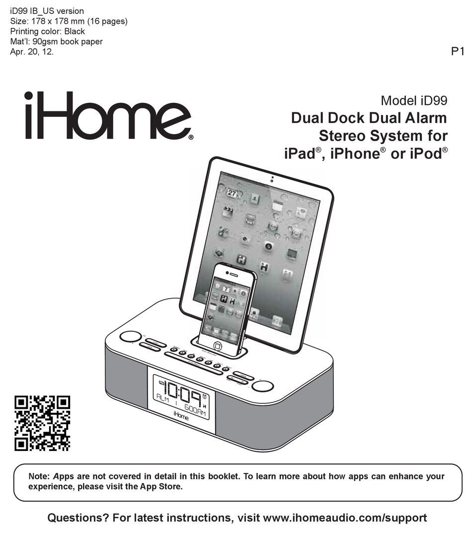 IHOME ID99 INSTRUCTION MANUAL Pdf Download | ManualsLib