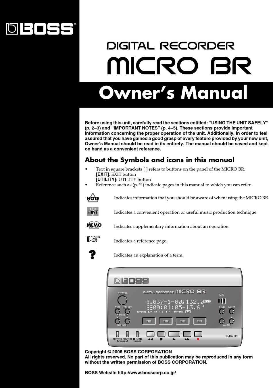 Boss Micro Br Owner S Manual Pdf Download Manualslib