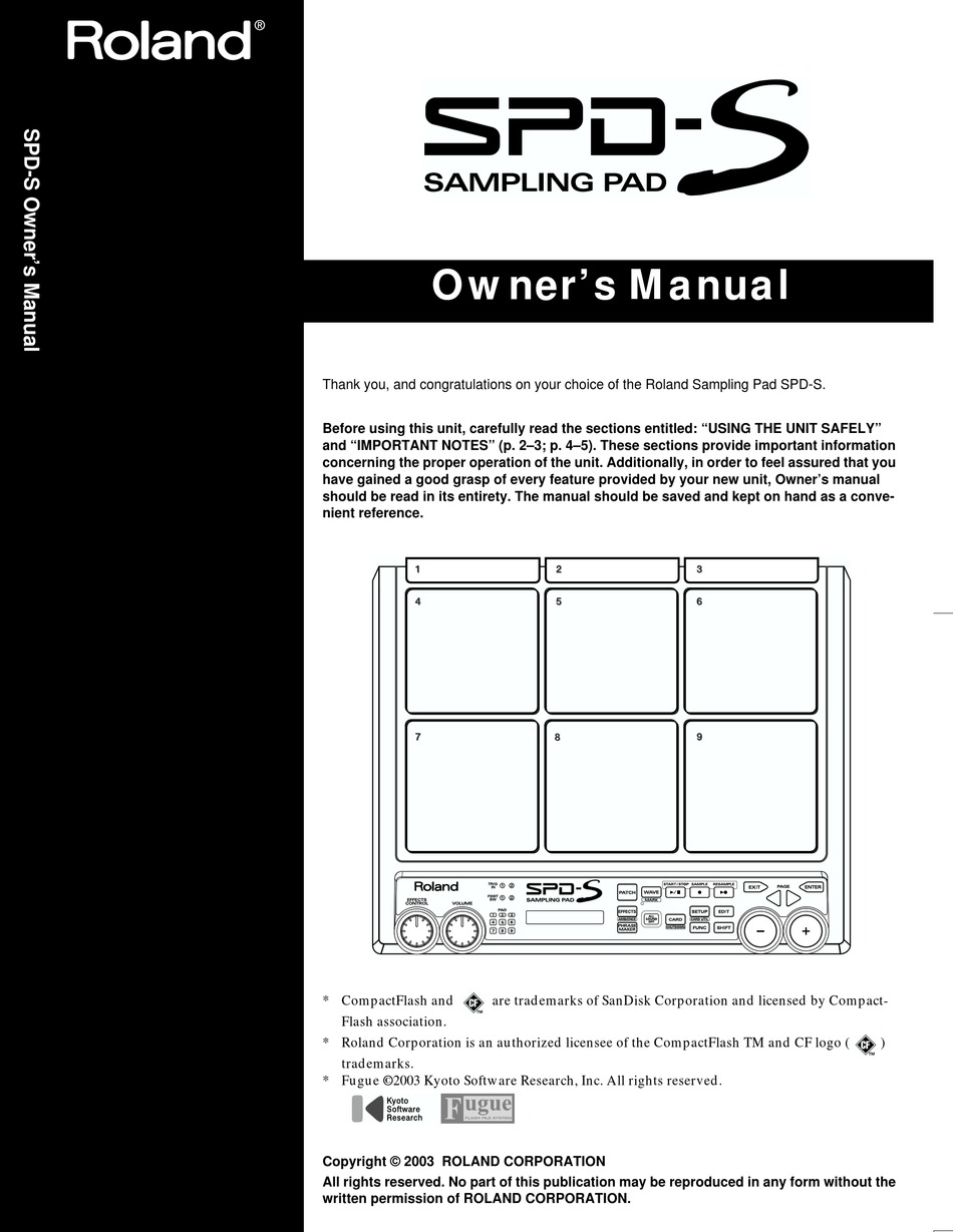 ROLAND SPD-S OWNER'S MANUAL Pdf Download | ManualsLib