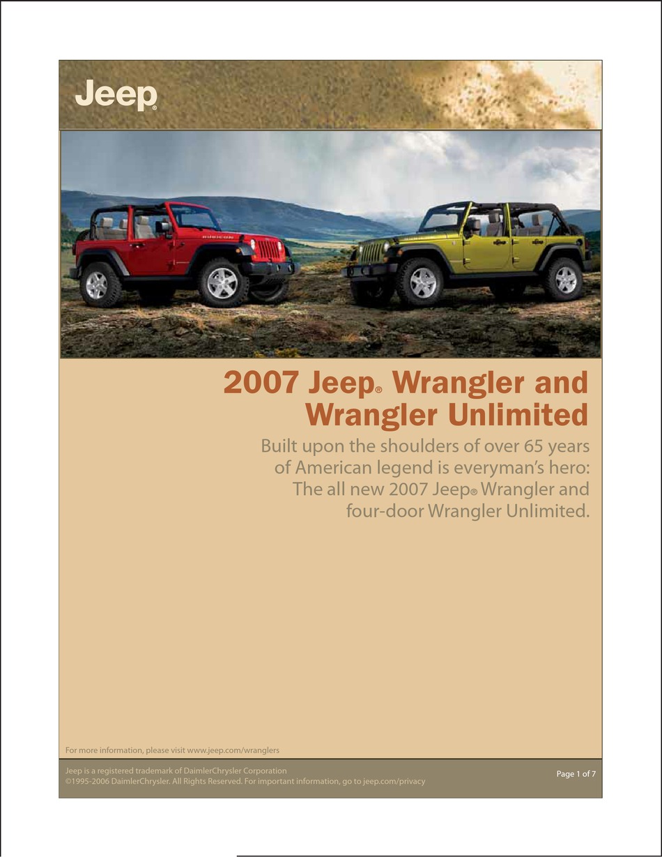 JEEP WRANGLER OVERVIEW MANUAL Pdf Download | ManualsLib
