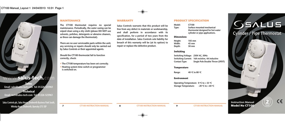SALUS CT100 INSTRUCTION MANUAL Pdf Download | ManualsLib