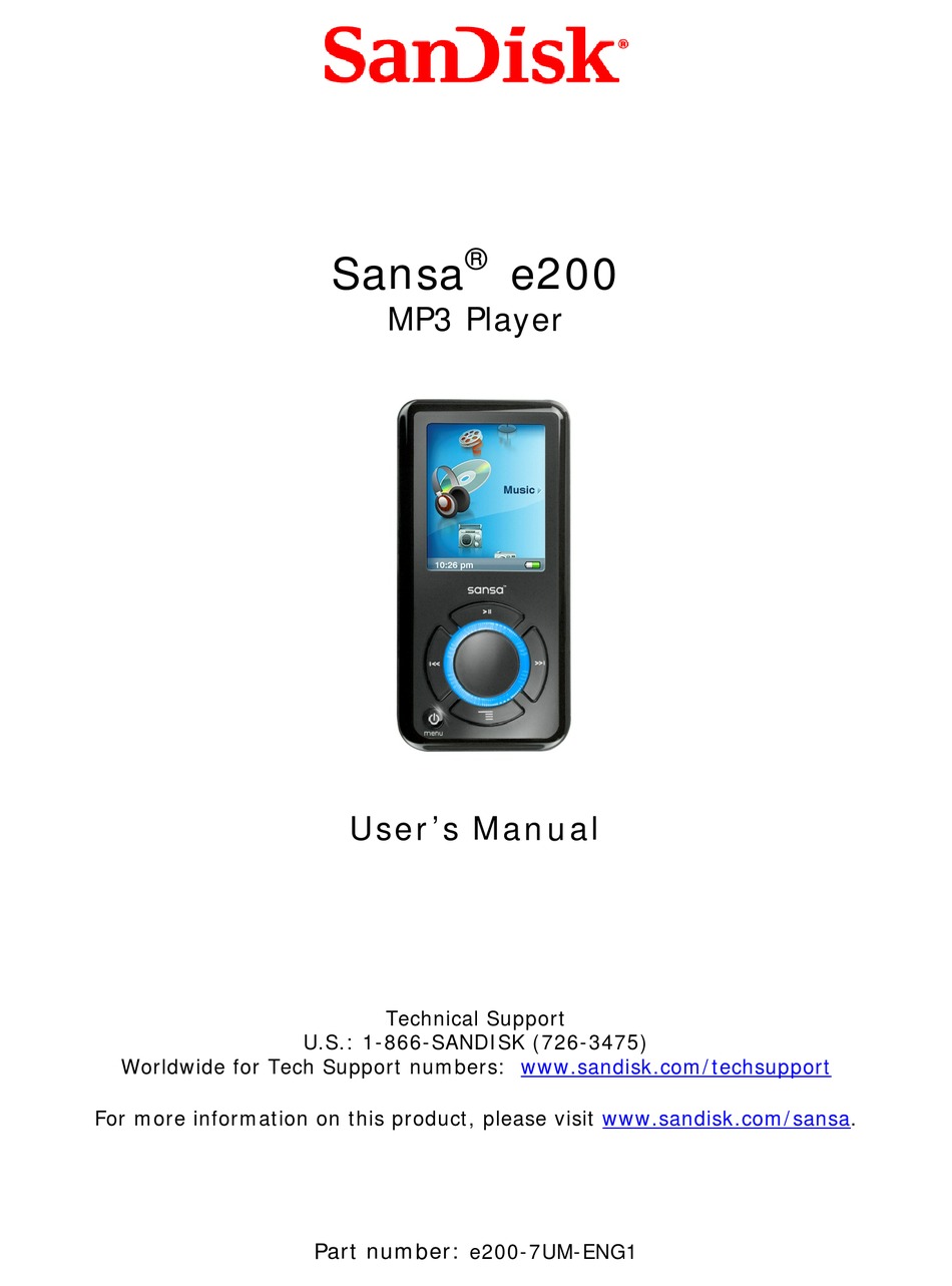 fe musikkens hul SANDISK SANSA E200 USER MANUAL Pdf Download | ManualsLib