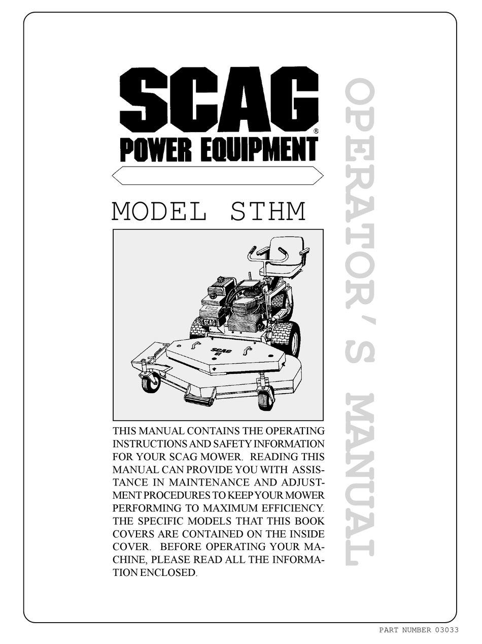 SCAG POWER EQUIPMENT STHM OPERATOR'S MANUAL Pdf Download | ManualsLib