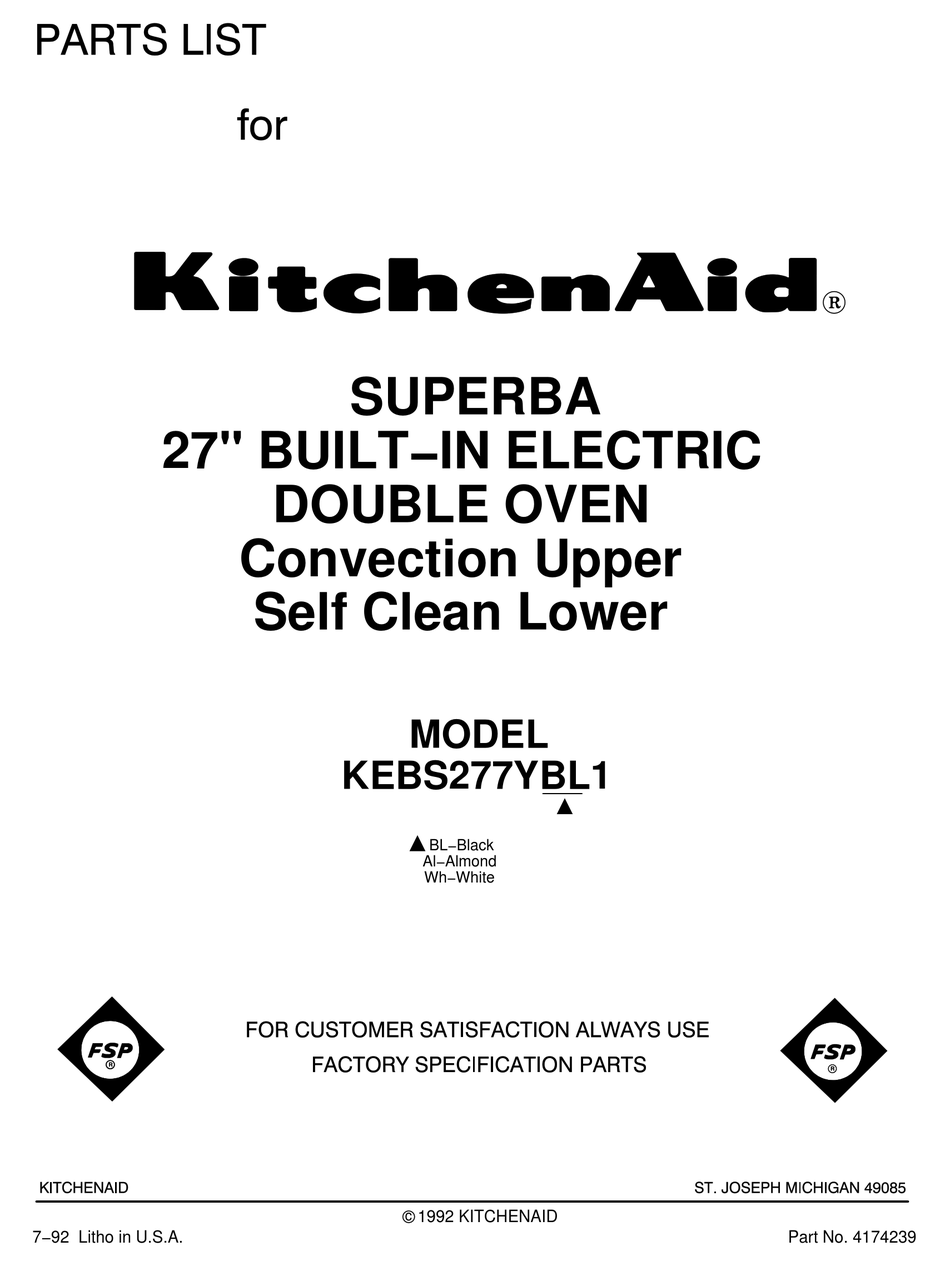 Kitchenaid Superba Kebs277ybl1 Parts