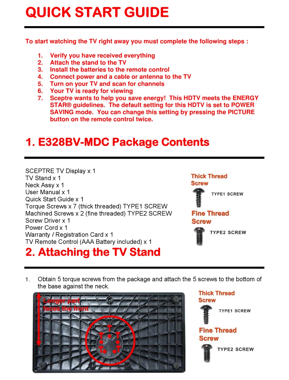SCEPTRE E328BV-MDC QUICK START MANUAL Pdf Download | ManualsLib