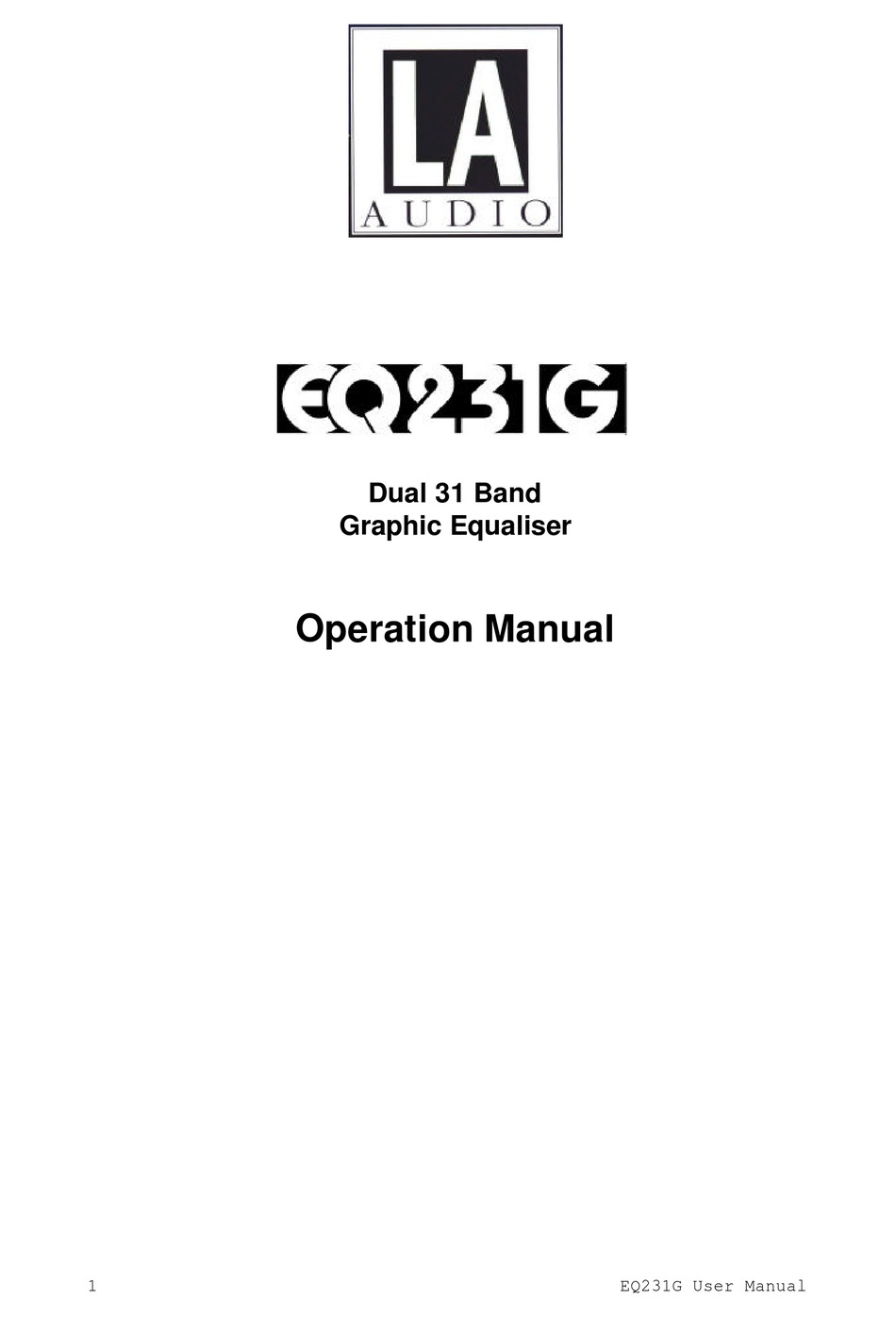 LA AUDIO EQ231G OPERATION MANUAL Pdf Download ManualsLib