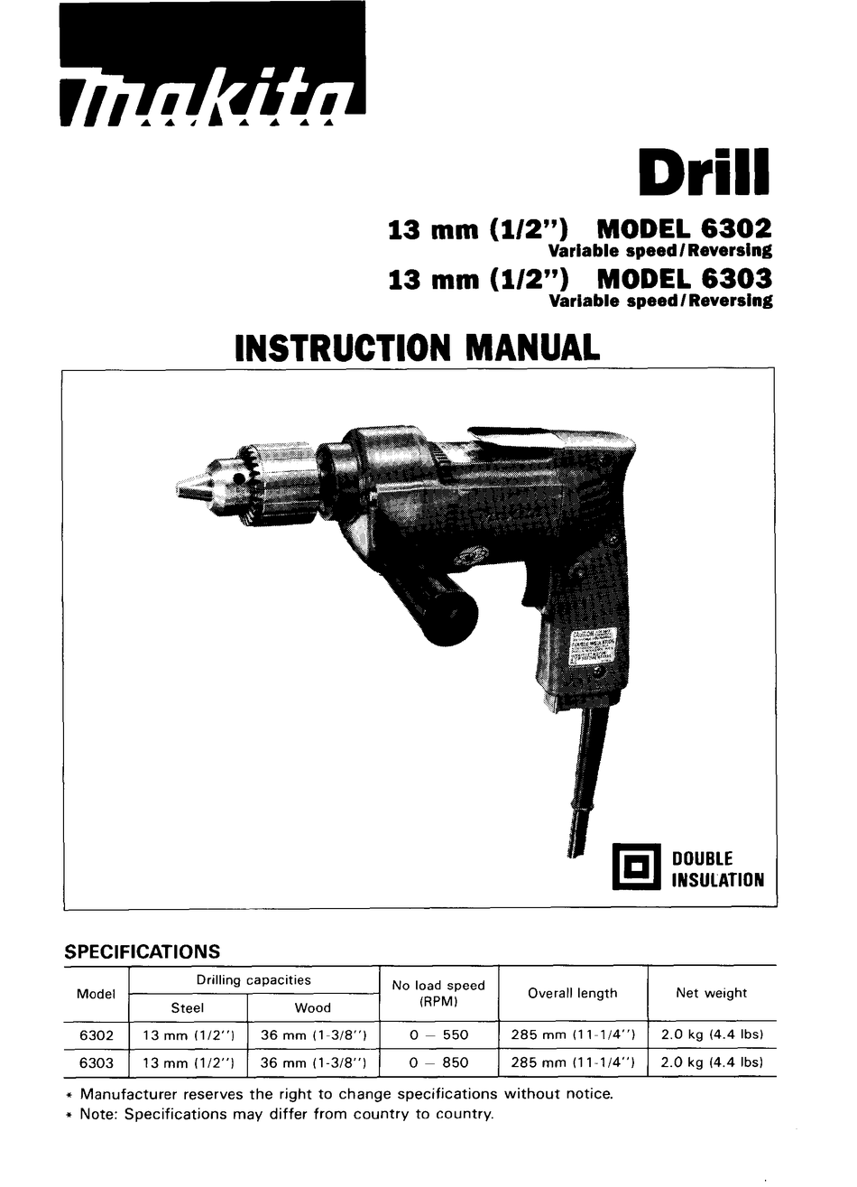 Makita 6302 Instruction Manual Pdf Download Manualslib