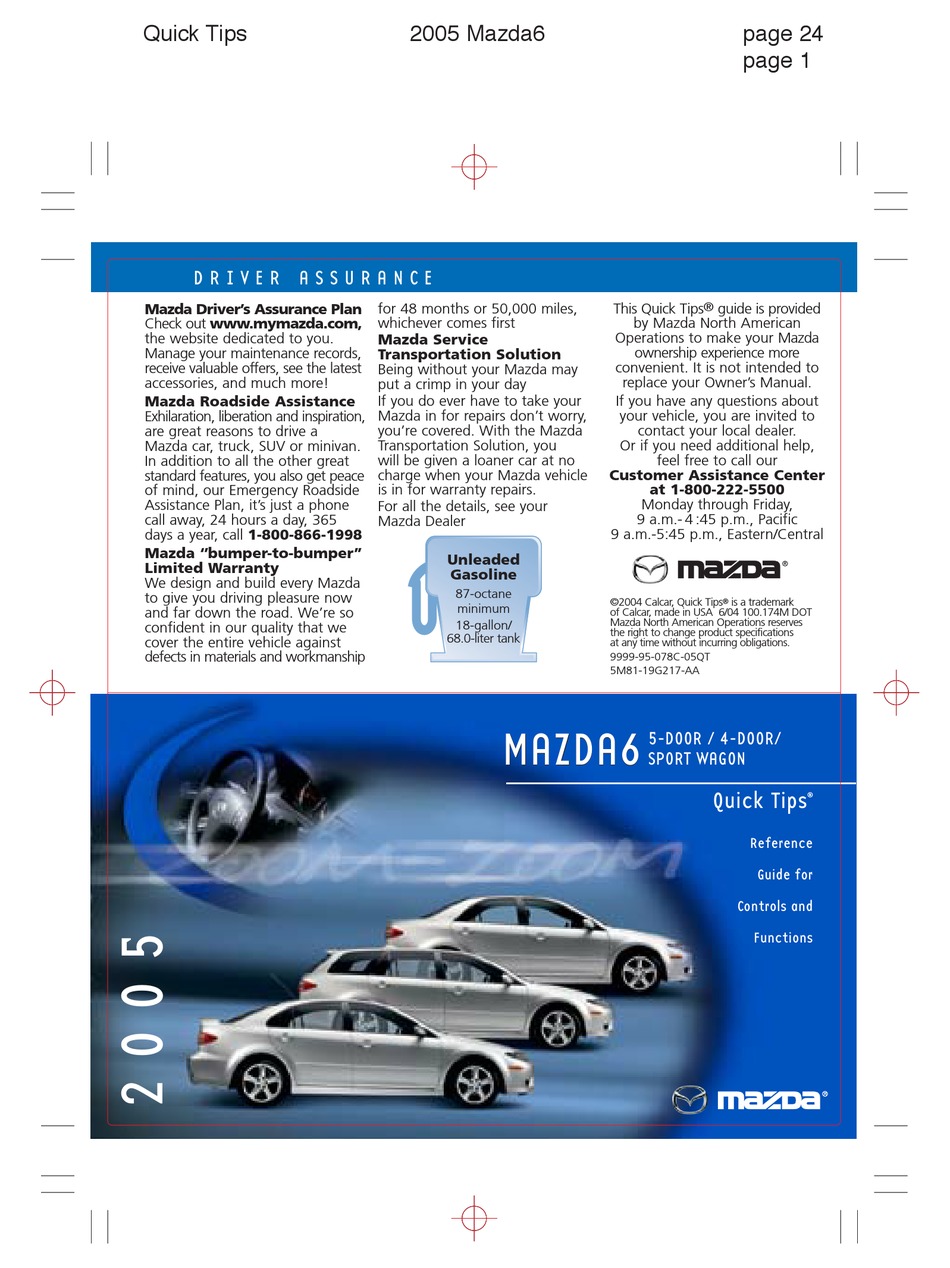 MAZDA 6 QUICK TIPS Pdf Download | ManualsLib