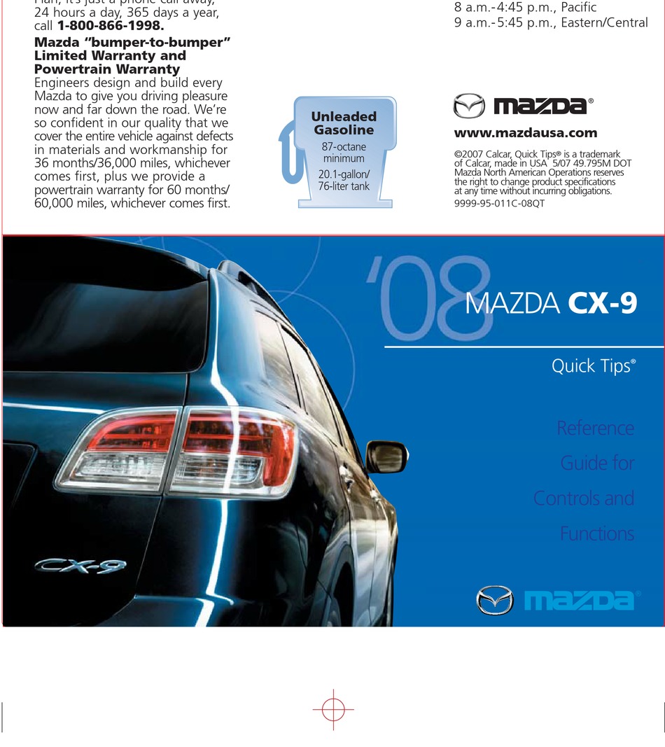 MAZDA CX-9 QUICK TIPS Pdf Download | ManualsLib