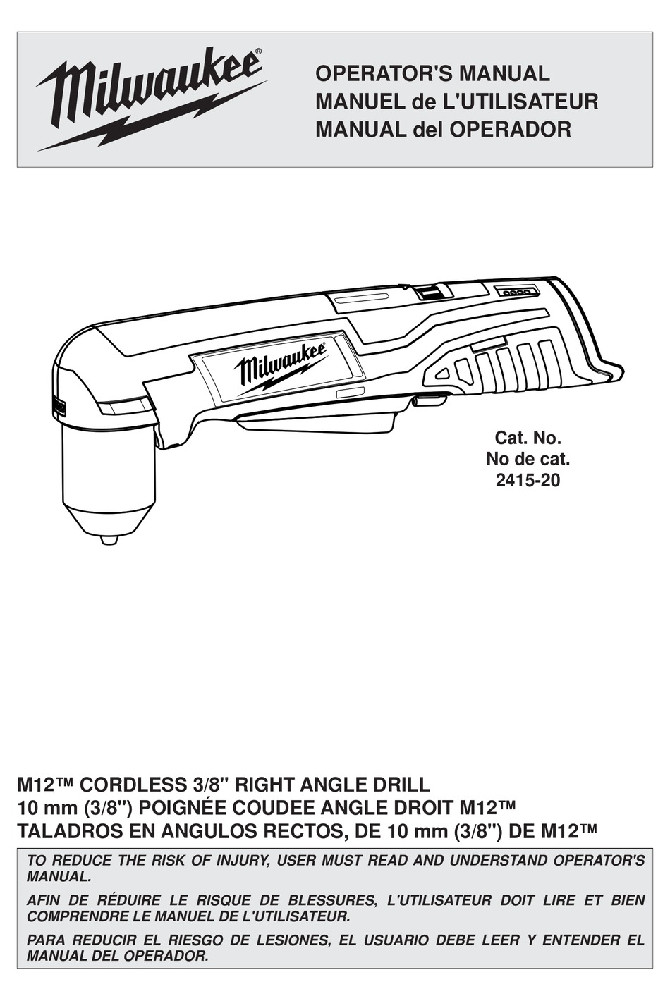 Milwaukee M12 2415 20 Operator S Manual Pdf Download Manualslib