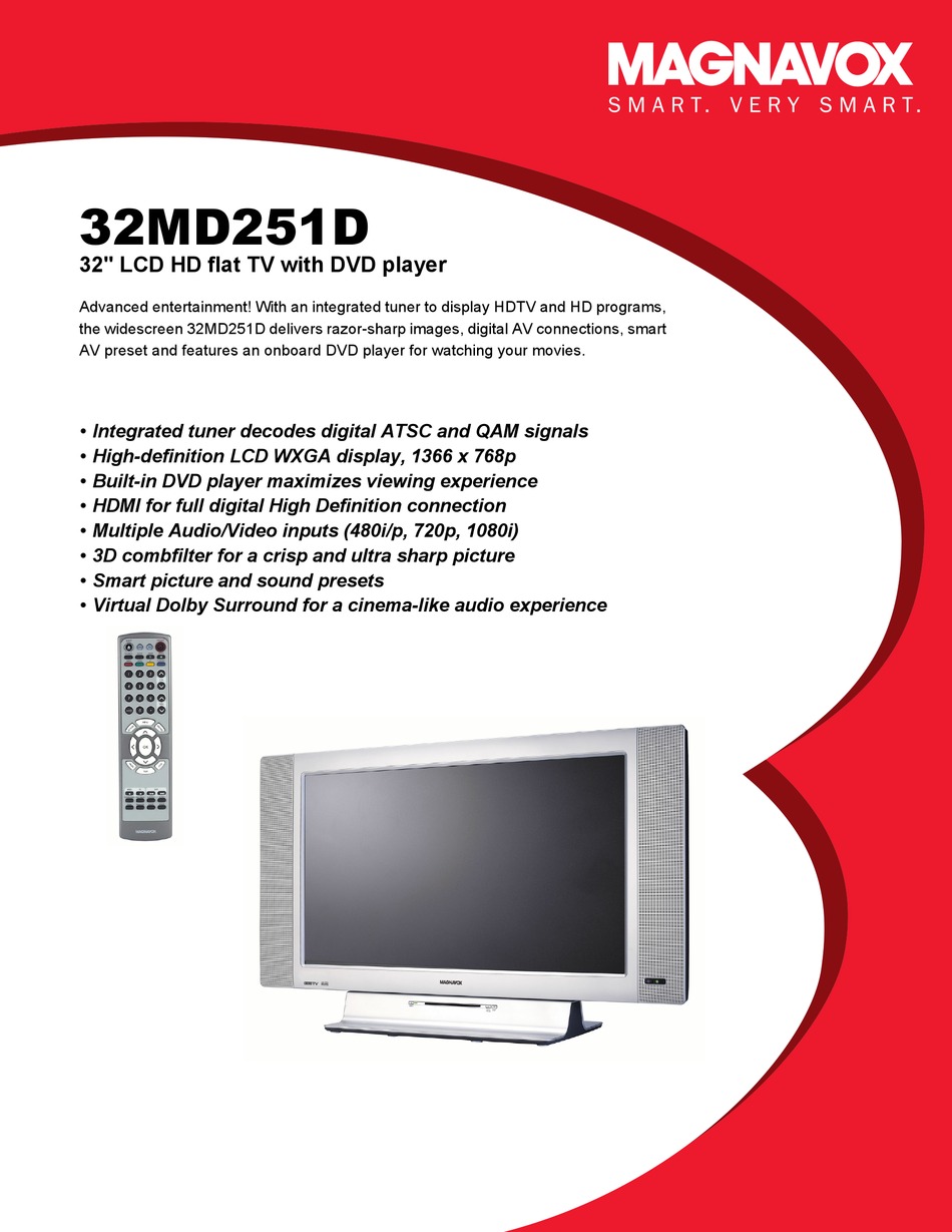 Magnavox 32md251d Product Specifications Pdf Download Manualslib