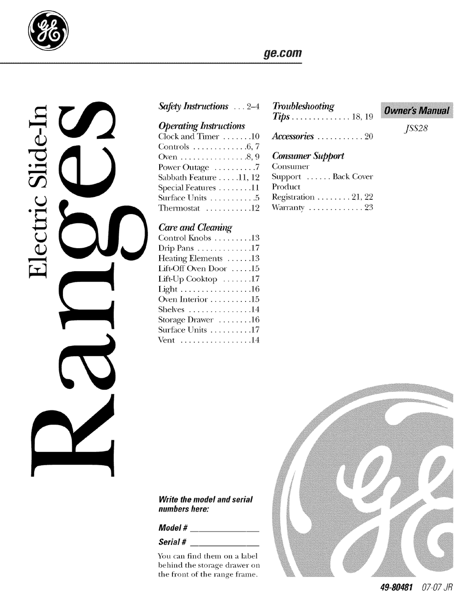 GE JSS28 OWNER'S MANUAL Pdf Download | ManualsLib