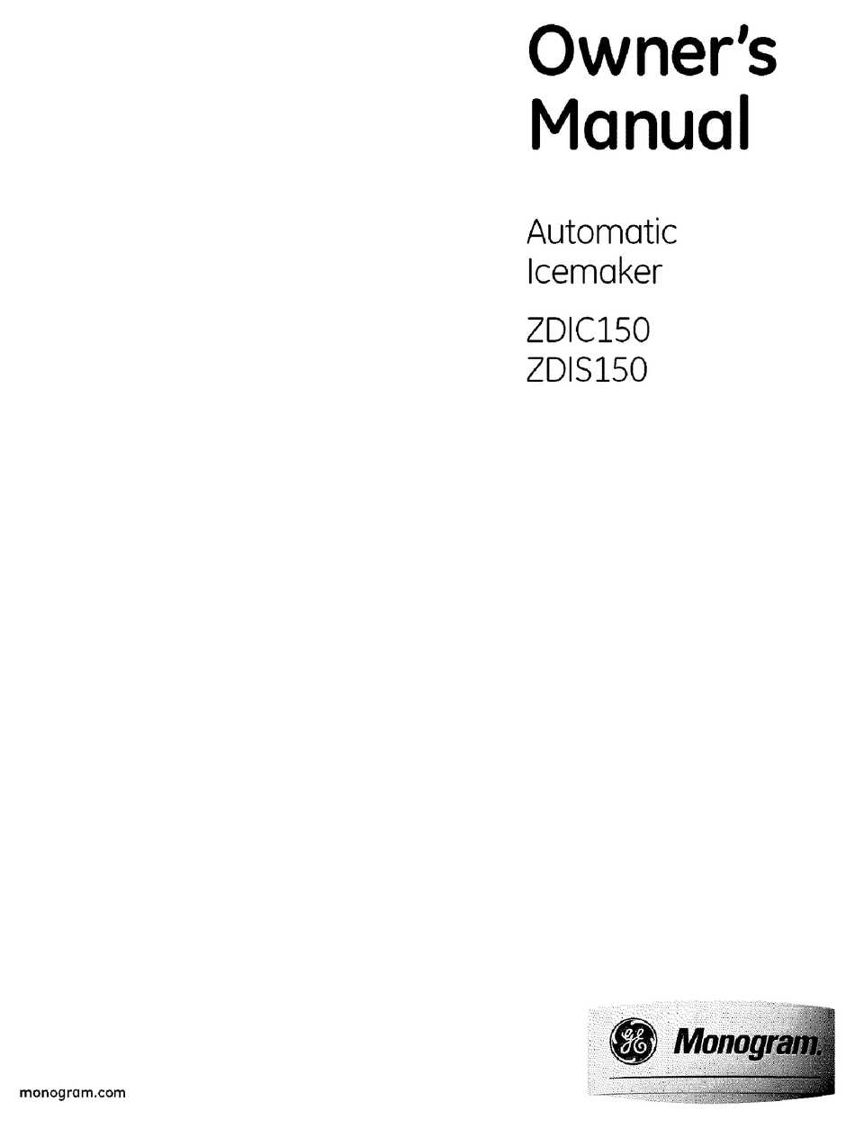 GE MONOGRAM ZDIC150 OWNER'S MANUAL Pdf Download ManualsLib