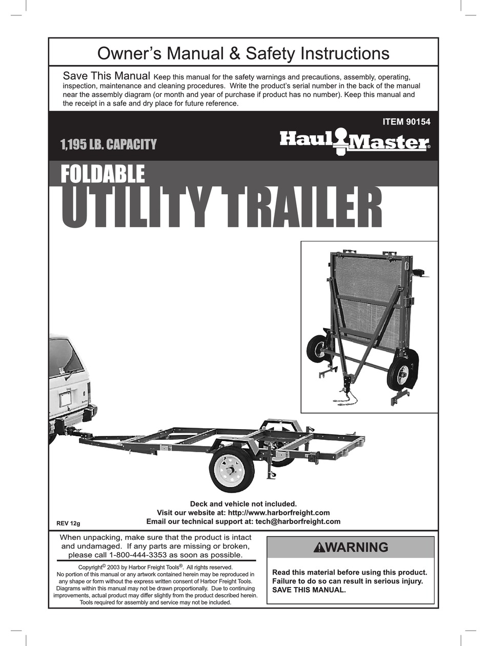 HAUL MASTER 90154 OWNER