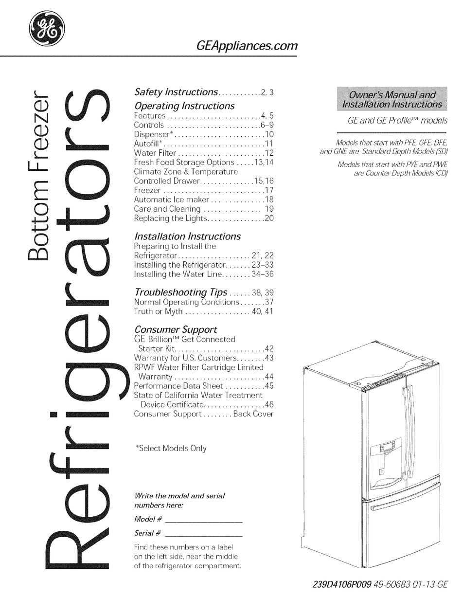 37++ Ge profile bottom freezer refrigerator owners manual info