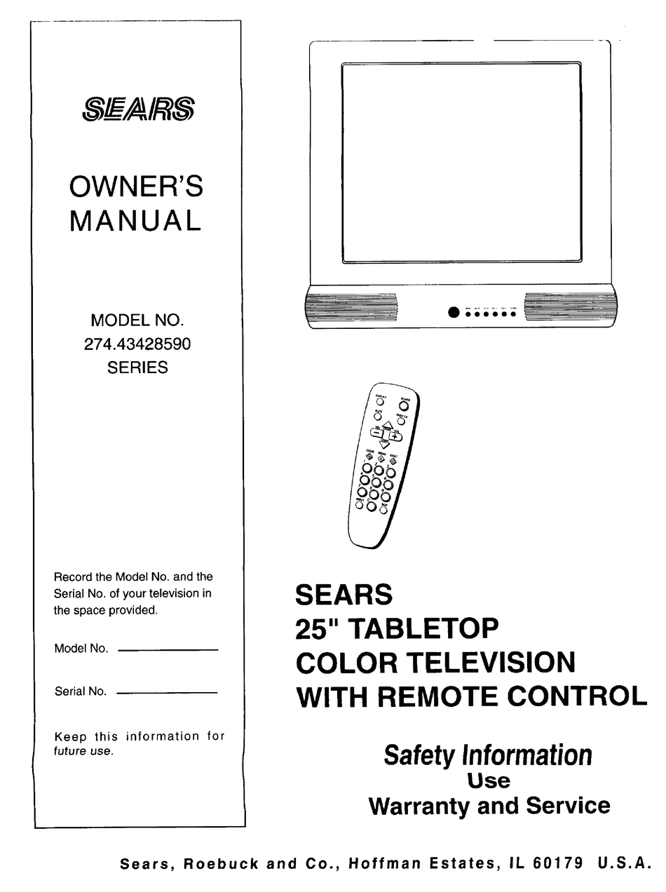 SEARS 274.43428590 SERIES OWNER'S MANUAL Pdf Download | ManualsLib